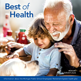 Summer 2024 newsletter cover featuring a grandfather and grandson petting a dog.