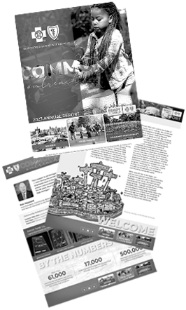 Cover images of Community Outreach and Responsibility reports